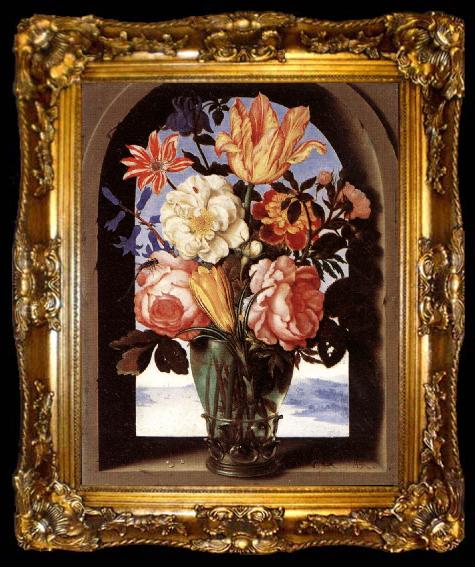 framed  BOSSCHAERT, Ambrosius the Elder Bouquet of Flowers, ta009-2